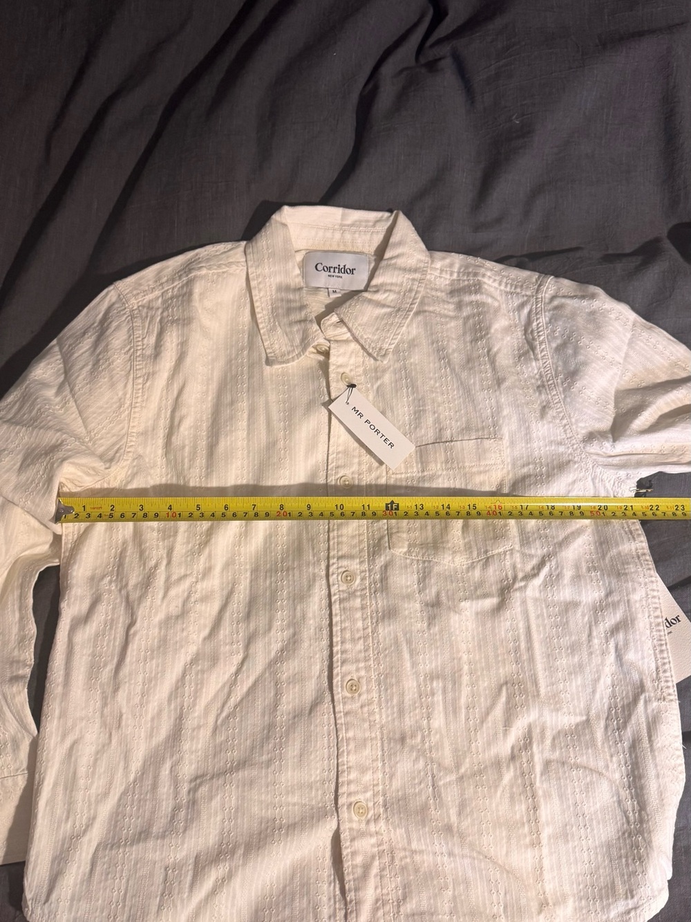 Corridor Cream Textured Long-Sleeve Button-Up Shirt NWT
